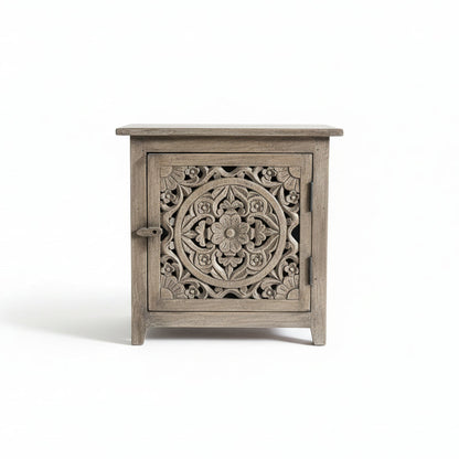 Vintage Lotus Carved Bedside image 0